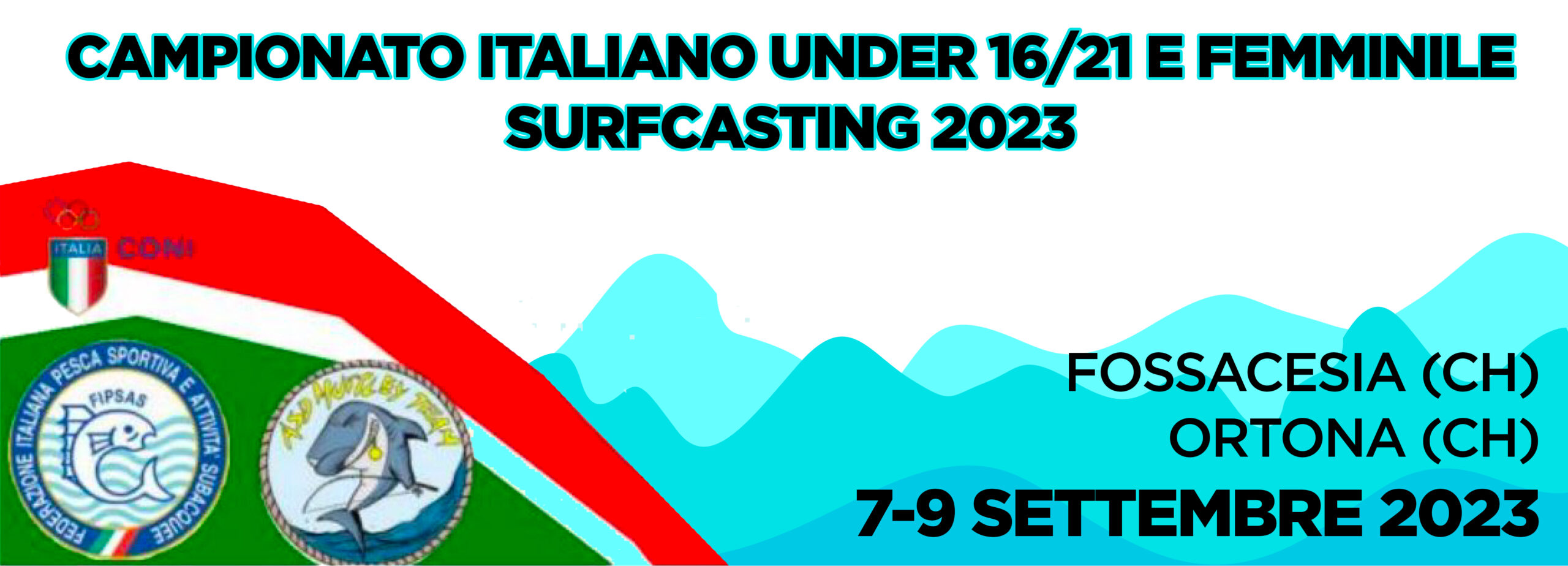 banner campionato italiano under 16/21 e femminile Surfcasting 2023